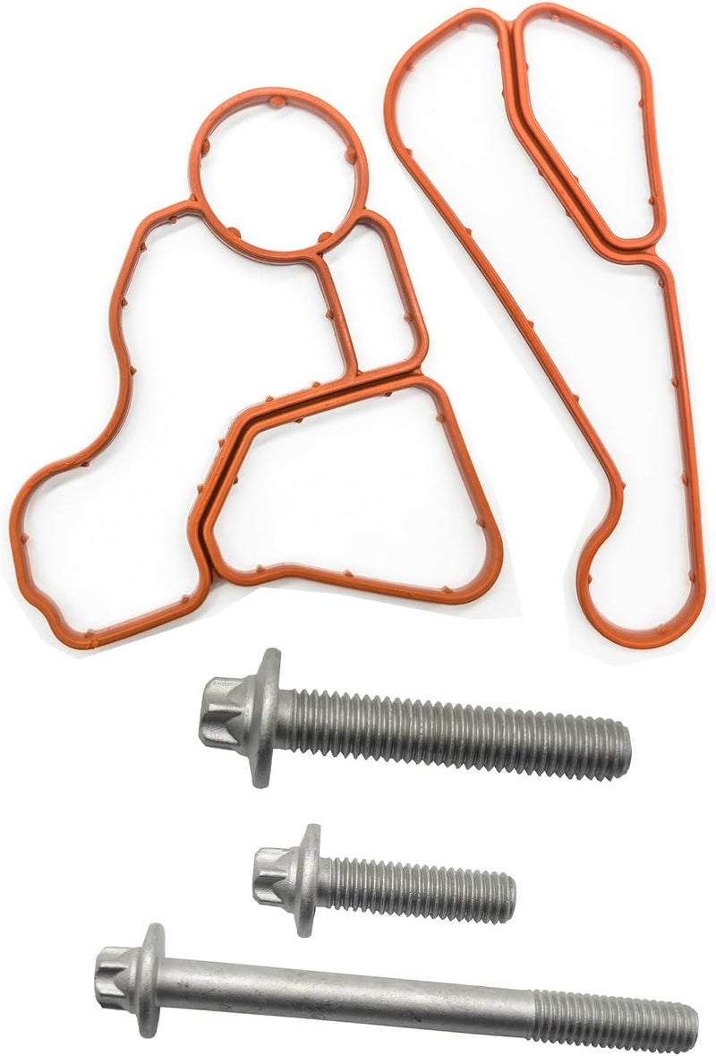 AMCC Aluminum Engine Oil Filter Replacement Kit&Reinforced Gasket&Oil Filter Housing Cap&Oil Filter Compatible with BMW N20 N52 N54 N55 F10 F25 325xi 330i 530i 740i X5 (3 Bolts + Gasket 2 Kit) - Image 1